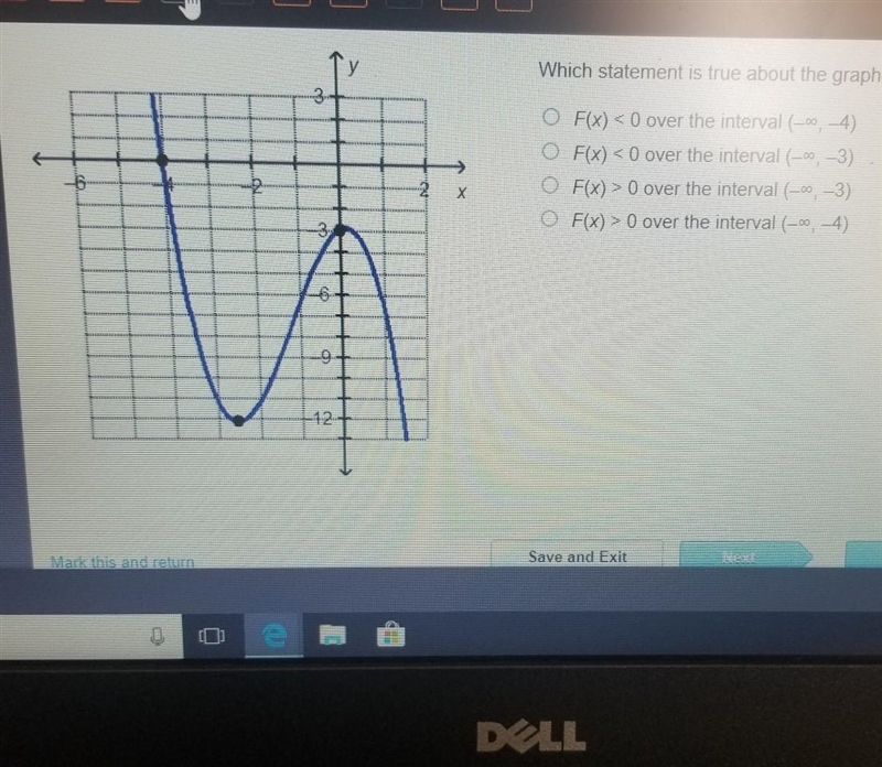 Which statement is true about the graphed function?​-example-1