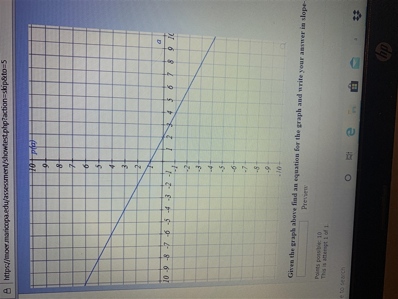 Given the graph above find an equation for the graph and write your anwser in slope-example-1