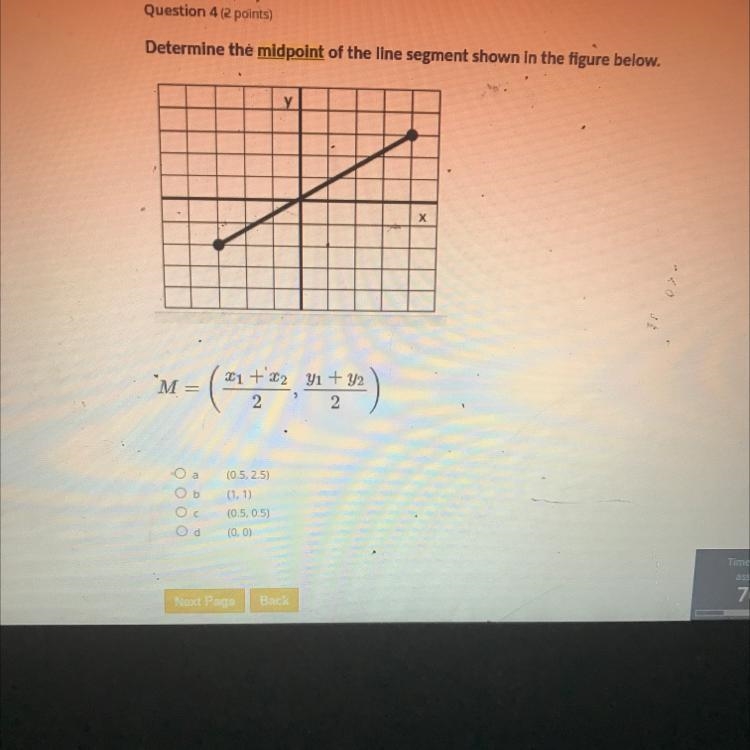 Determine the midpoint of the line segment shown in the figure below-example-1