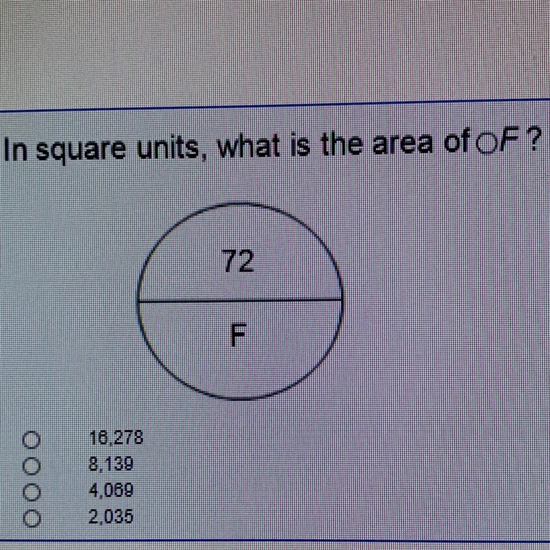 In square units, what is the area of circleF?-example-1