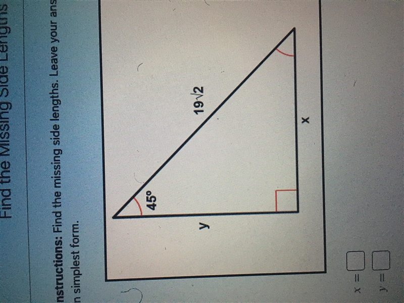 Find the missing side lengths. leave ur answers as radicals-example-1