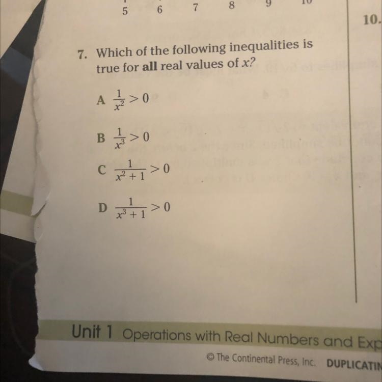 Which of all the following inequalities is true for all real values of x?-example-1