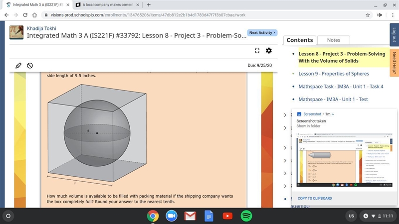 A soccer ball with a diameter of 8.6 inches is shipped in a box that is a square prism-example-1