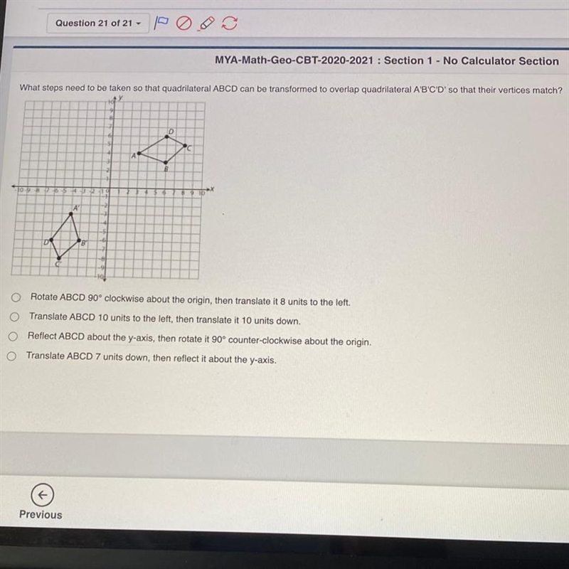 What steps need to be taken so that quadrilateral ABCD can be transformed to overlap-example-1