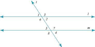 Lines l and m are parallel. If the m∠1 = 45 degrees, which of the following angles-example-1