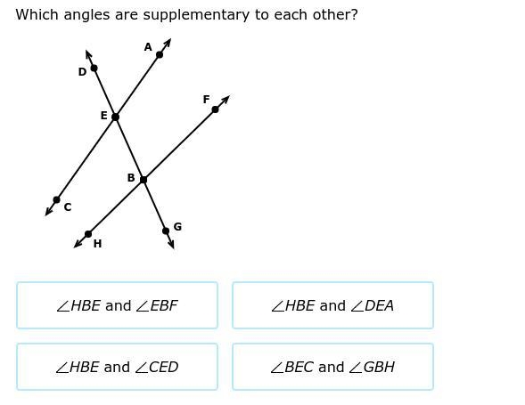 Which angles are supplementary to each other?-example-1