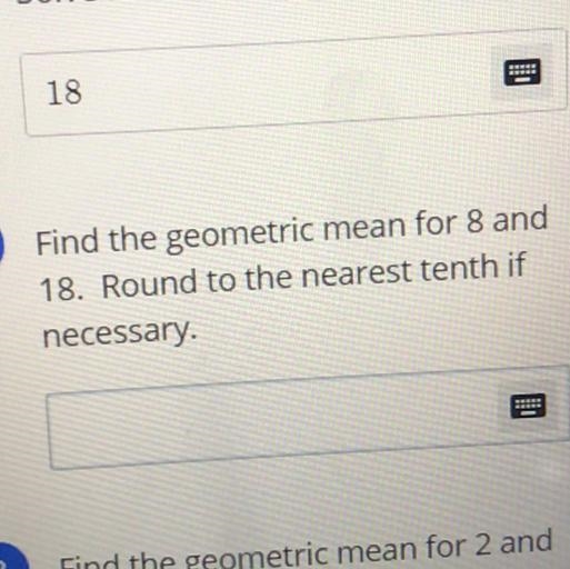 Find the geometric mean for 8 and 18-example-1