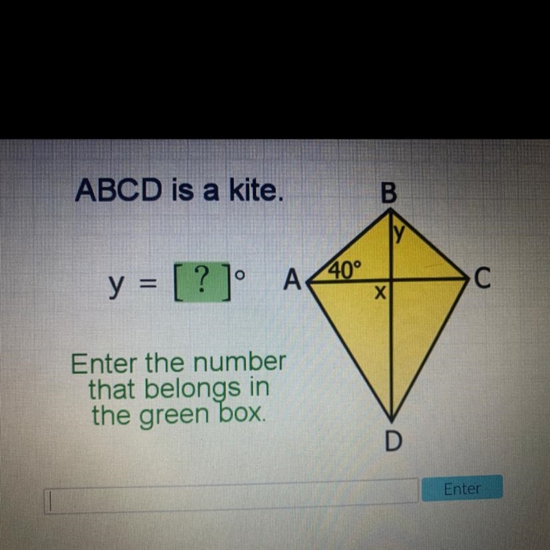 Abcd is a kite y= I know x=90-example-1