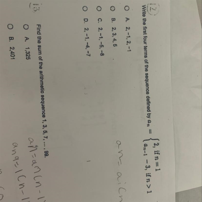 Write the first four terms of the sequence defined by Show steps-example-1