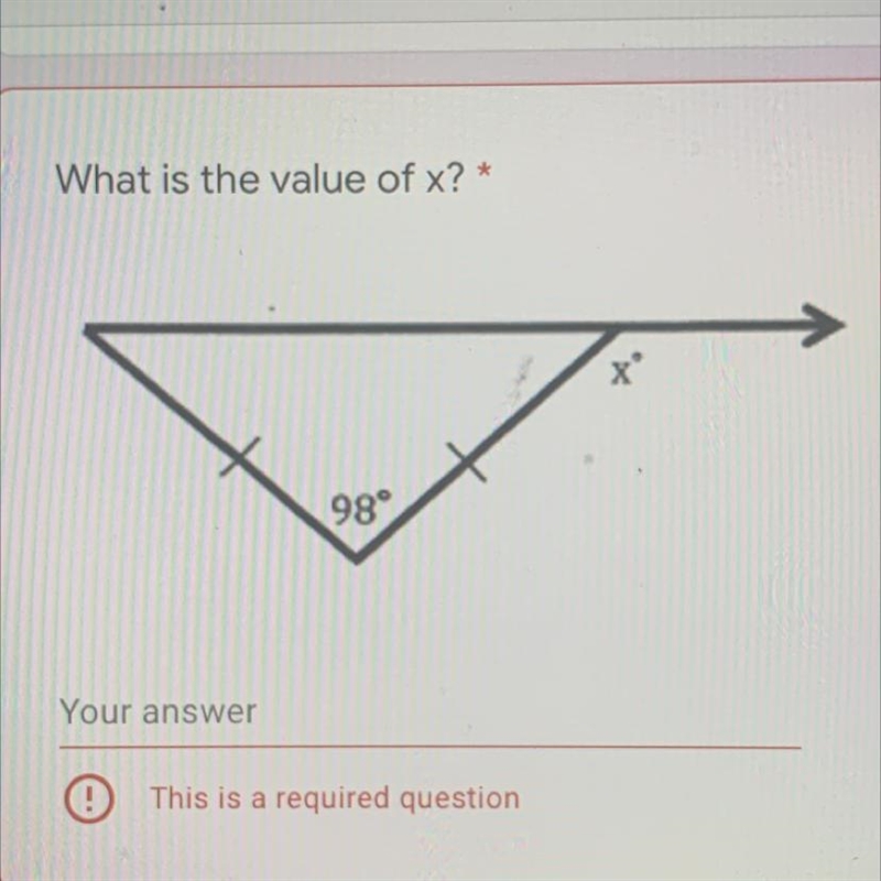 What is the value of x? 98°-example-1