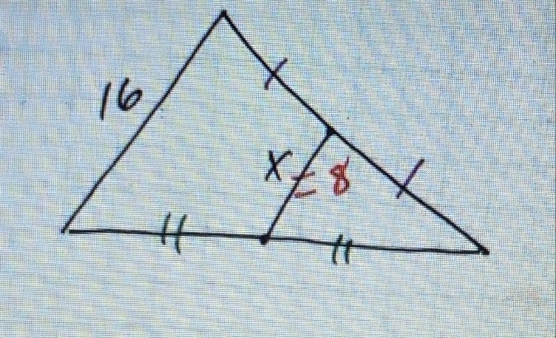 Can anyone help me find the value of x of this mid segment triangle?-example-1