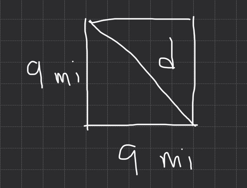 The figure shows a square plot of land in tiny town. The diagonal line represents-example-1