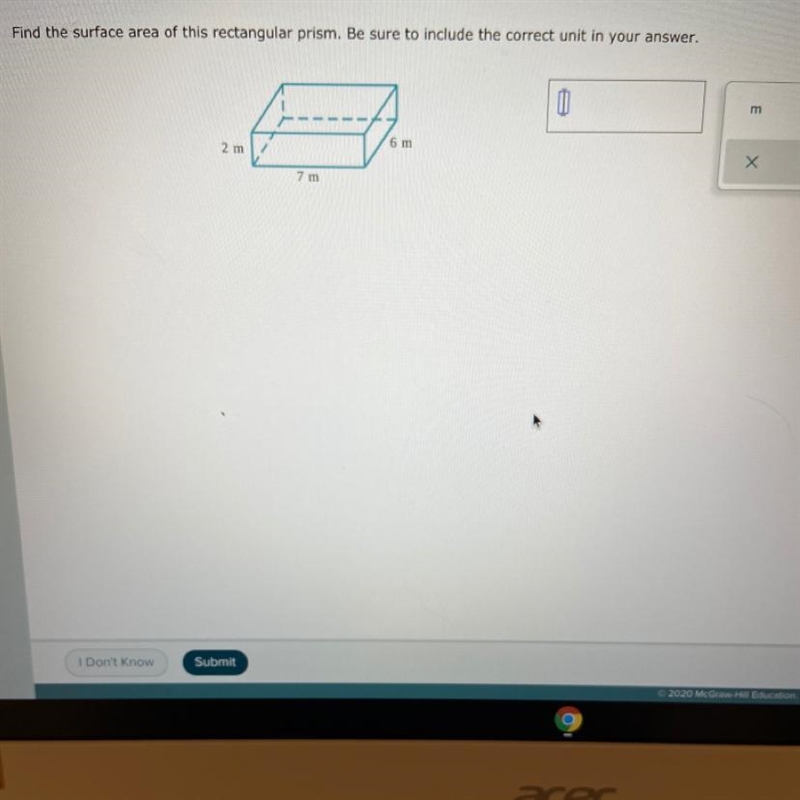 Find the surface area of this rectangular prism. Be sure to include the correct unit-example-1