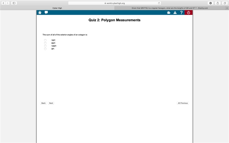 The sum of all of the exterior angles of an octagon is:-example-1