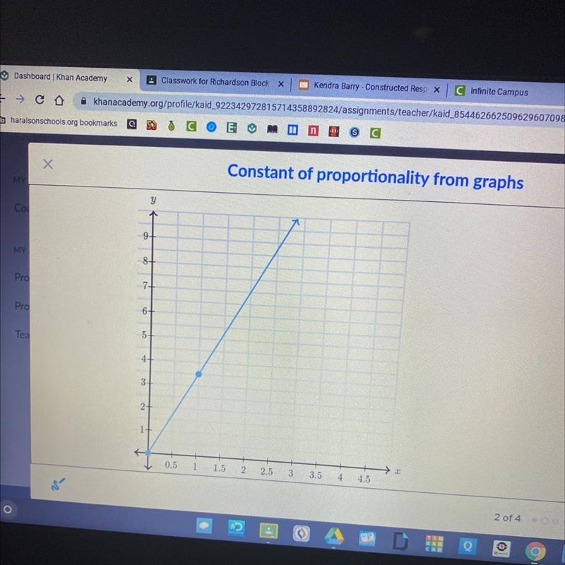 The graph below shows a proportional relationship between x and y. What is the constant-example-1