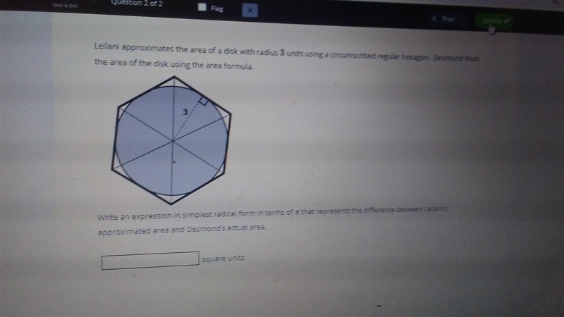 Find the area of the disk-example-1