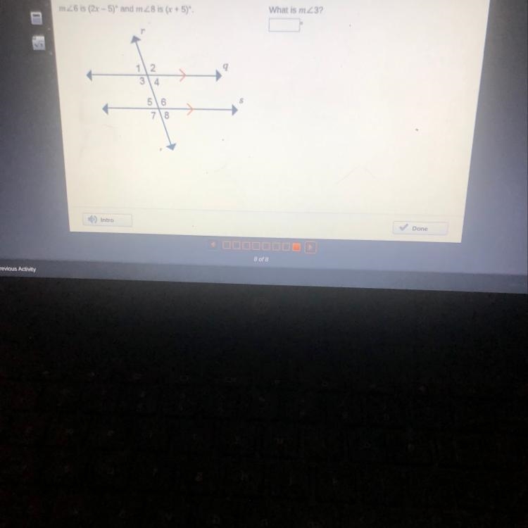 DAN Summer 2020 English Determining an unknown Angle measure m26 is (2x - 5)' and-example-1