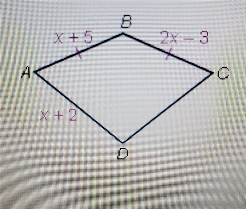 If quadrilateral ABCD is a kite, what is the value of x?-example-1