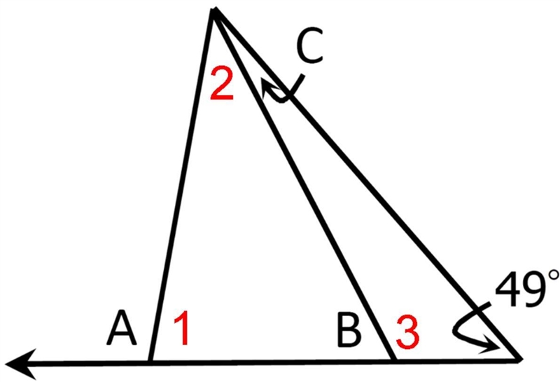 The triangles below are not drawn to scale or to proper proportions. If angle A = 115, angle-example-1