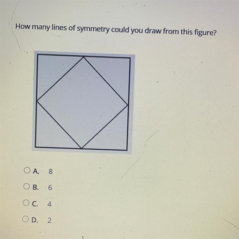 How many lines of symmetry could you draw from this figure?-example-1