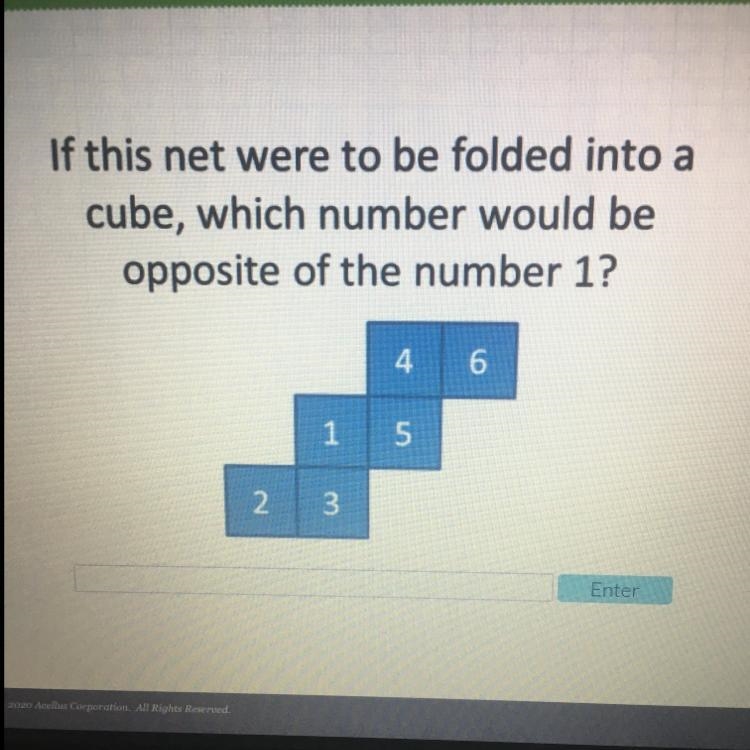 If this net where folded into a cube,which number would be opposite the number 1-example-1