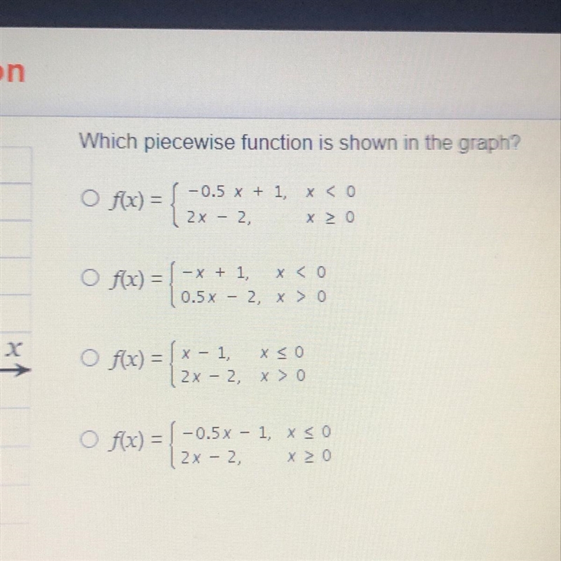 Which piecewise function is shown in the graph-example-1