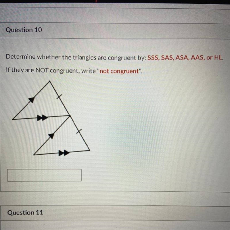 Determine whether the triangles are congruent by sss sas asa aas hl-example-1