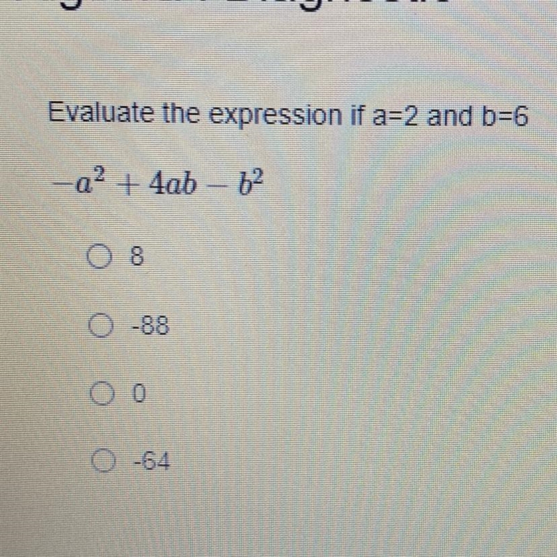 Evaluate the expression if a equals two and be equal six-example-1