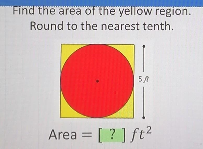 Find the are of the yellow region. round to the nearest 10th.​-example-1