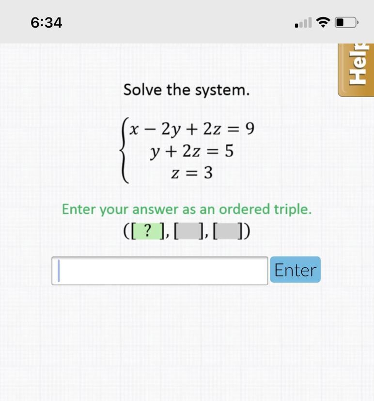 Solve the system, enter ur answer as an ordered triple.-example-1