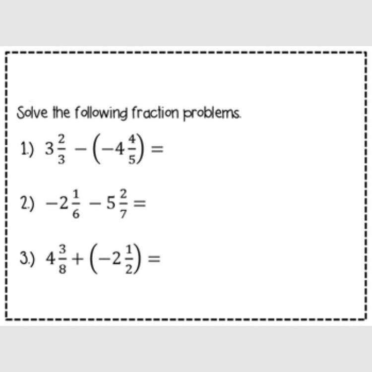 What are the answers to these three fraction problems?-example-1