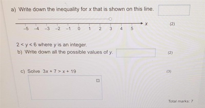 A) Write down the inequality for x that is shown on this line. X (2) -5 -3 -2 0 1 3 4 5 N-example-1