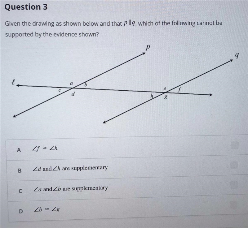 Given the drawing as shown below and that p || a, which of the following cannot be-example-1