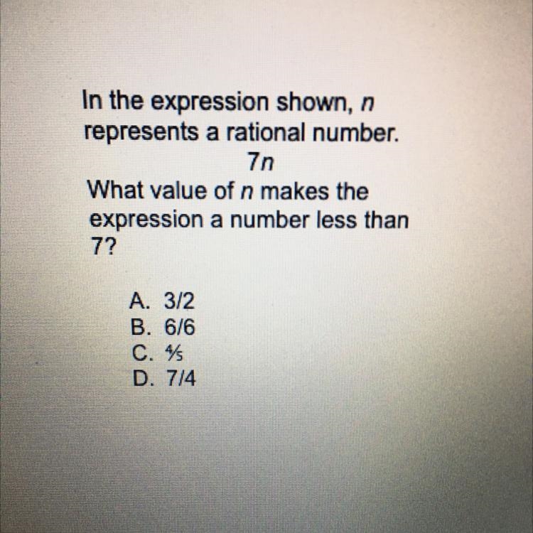 In the expression shown, n represents a rational number. 7n What value of n makes-example-1