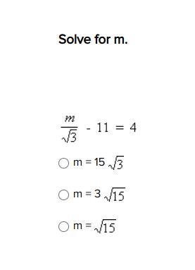 Solve for m. The radical is equation below.-example-1