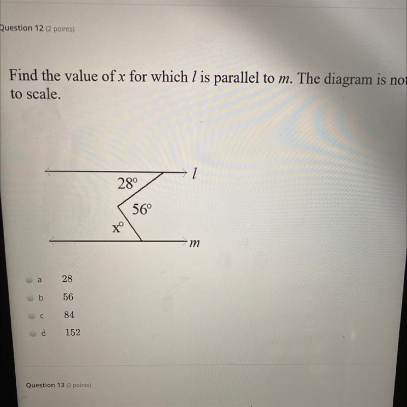 Find the value of x for which I is parallel to m. The diagram is not to scale.-example-1