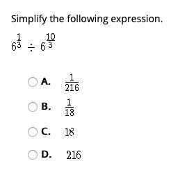 Simplify the following expression. 6^1/3 divided 6^10/3 (with picture)-example-1