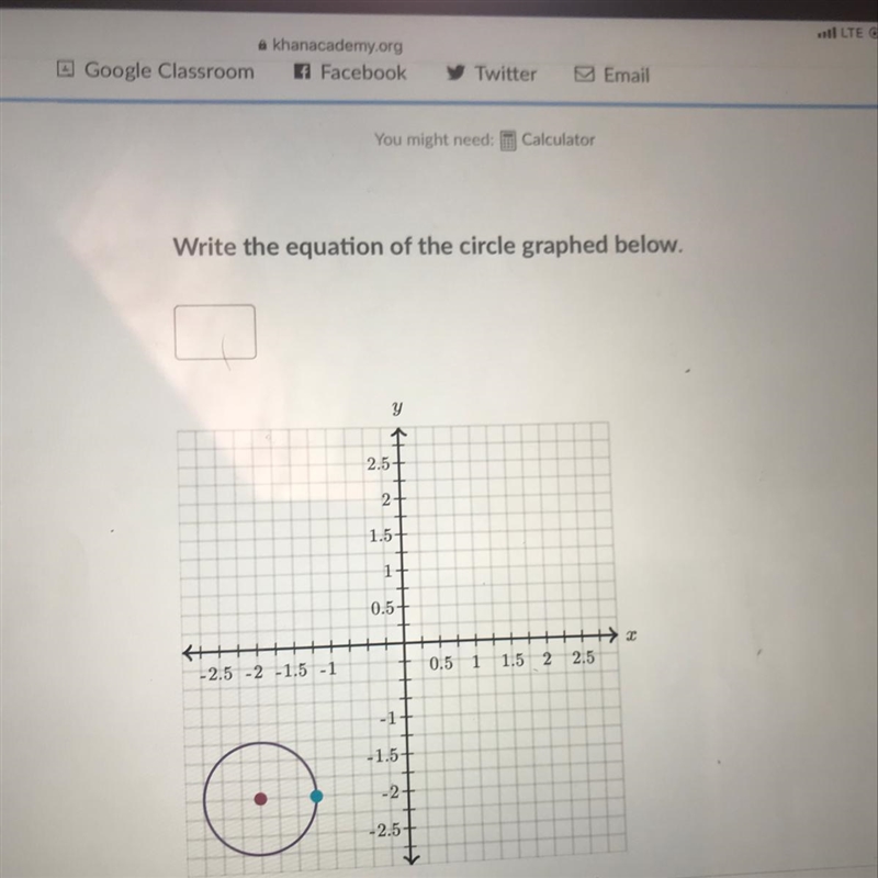 Write the equation of the circle graphed below-example-1