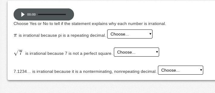 The attached screenshot is the question. The options are yes or no for each question-example-1