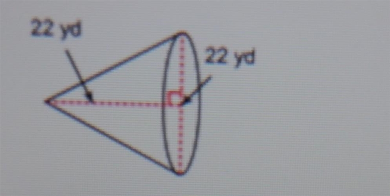 What is the volume of the cone? A. 4258.44 yd O B.2876.7 yd C. 2787.64 yd D. 4625.36 yd-example-1