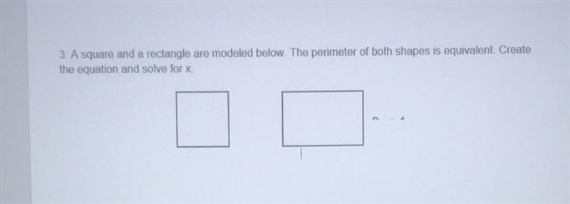 I NEED HELP ASAP A square and a rectangle are modeled below. The perimeter of both-example-1