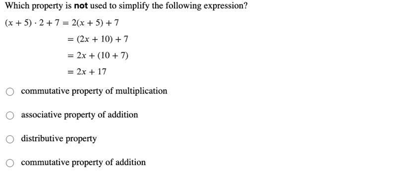 Which property is not used to simplify the following expression?-example-1