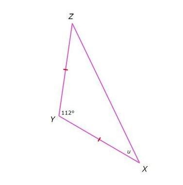 What is the value of angle u? A) 32* B) 34* C) 36* D) 68*-example-1