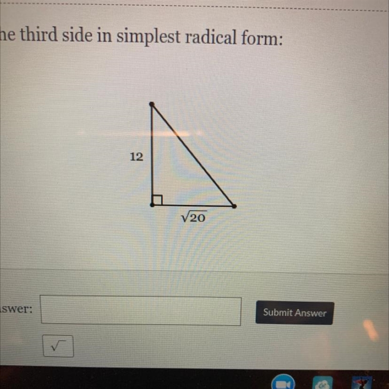 Find the third side in simplest radical form :-example-1