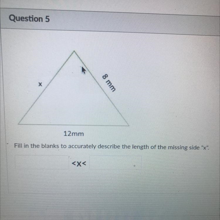 Fill in the blank to accurately describe the length of the missing side x-example-1