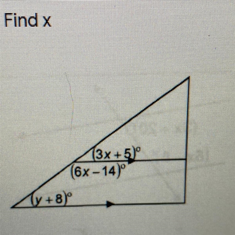 Find x 13x+5) (6x – 14)° y + 8)-example-1