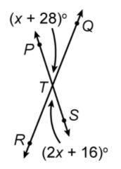 What is m∠PTQ? a. 12° b. 40° c. 50° d. 140°-example-1