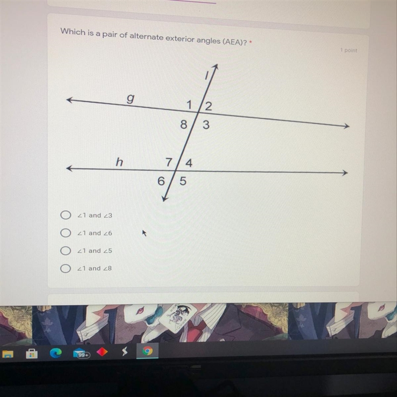 Which is a pair of alternate exterior angles(AEA)?-example-1