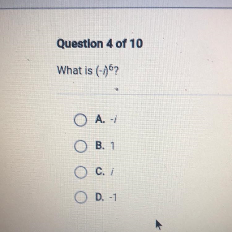 What is (-i)^6 ? Please don’t guess. Thanks-example-1