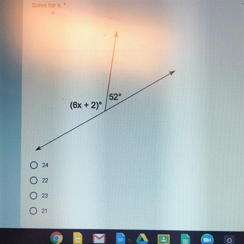 Solve for x. * 52° (6x + 2)°-example-1